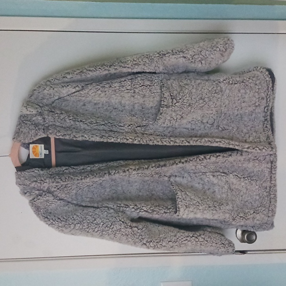 C&C California  OPEN FRONT SHERPA OVERSIZED TEDDY COAT, SIZE MEDIUM